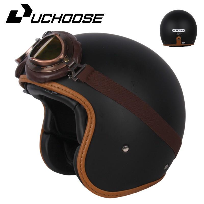 Vintage-Style Half Helmet Adults Unisex Motorcycle Scooter Riding DOT Certified ABS Safety