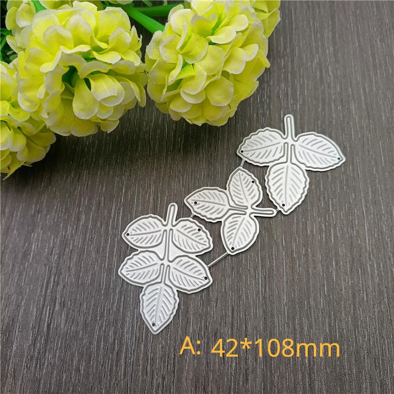 2pc Miexd Leaves and Five-petaled Floret Metal Cutting Dies DIY Scrapbooking Embossing Paper Photo Album Stamps Crafts Templates Mould Stencils