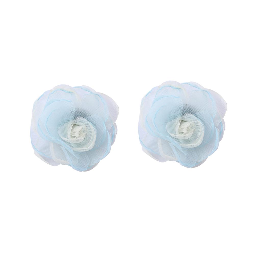 Korean version of the new Mori handmade chiffon burnt edge three-dimensional camellia earrings, sweet princess fashion style versatile earrings