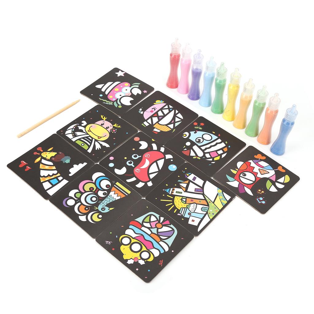 Sand Art Painting Cards Set DIY Colored Sand Art Kit Educational Art Toy for Children