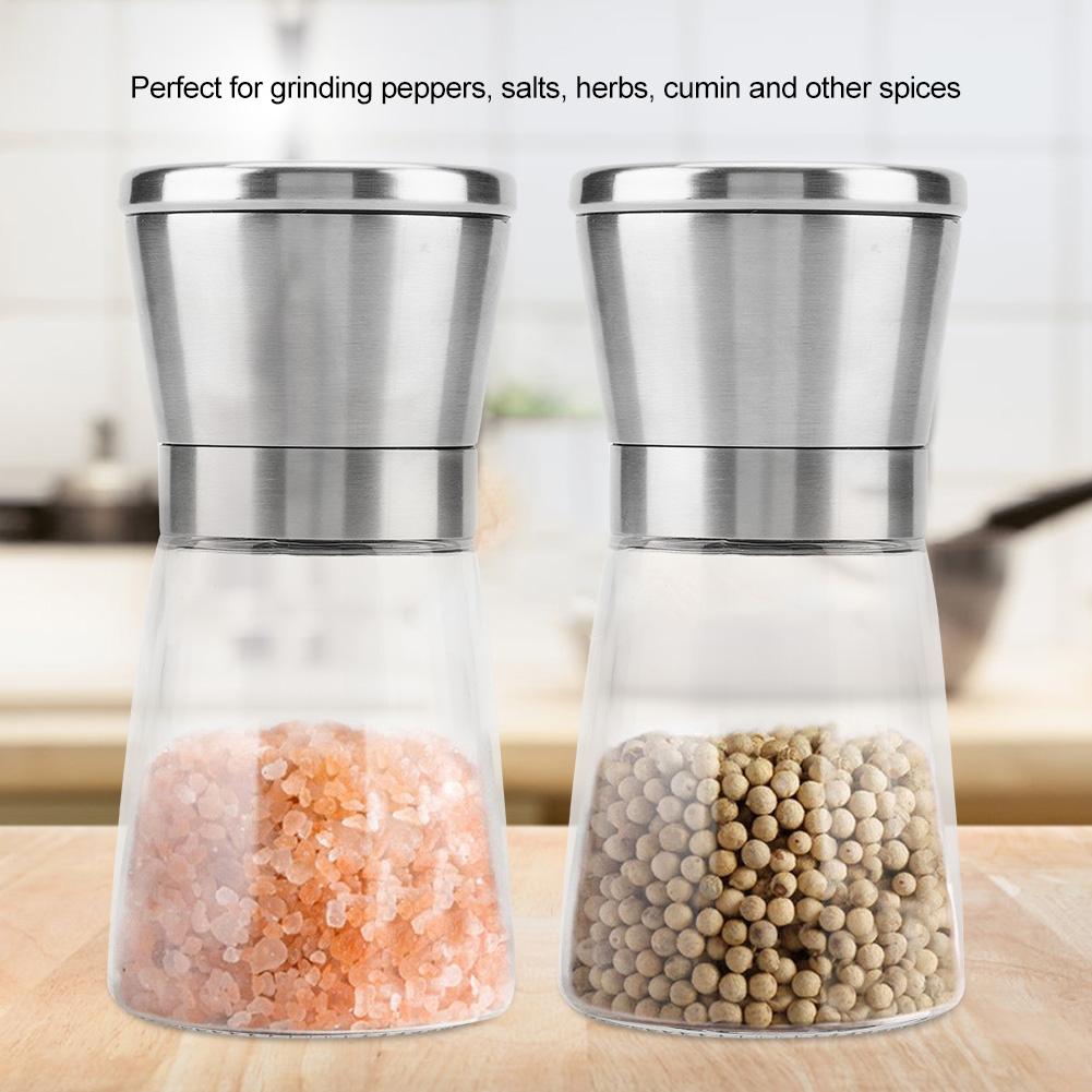 Stainless Steel Manual Pepper Herbs Mill Shaker Spices Salts Kitchen Grinding Tool