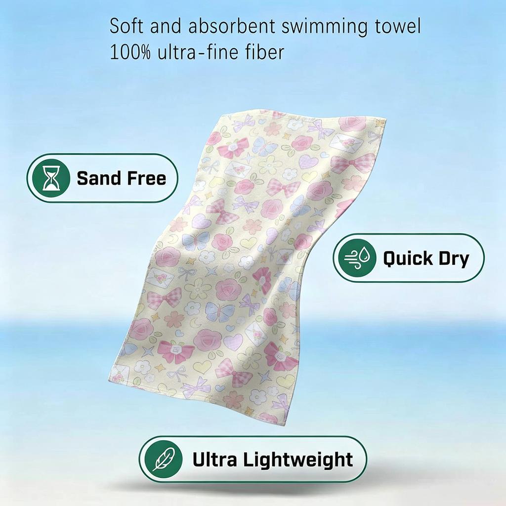Cute Garden Print Beach Towel Sand Free Quick Dry Absorbent Thin Compact Towels for Swimming Pool Camping Beach Accessories