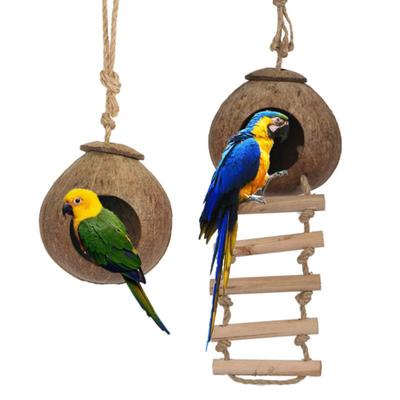 Neu! Papageien-Vogelnest aus natürlicher Kokosnussschale, Versteckhaus, Laufstall, Vogelzubehör für Hamster, Meerschweinchen