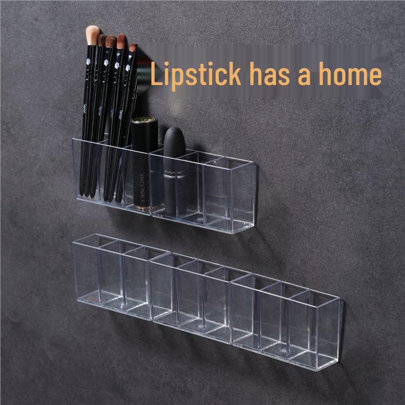 Transparent Wall-Mounted Mirror Cabinet for Bathroom Cosmetics and Lipstick Storage