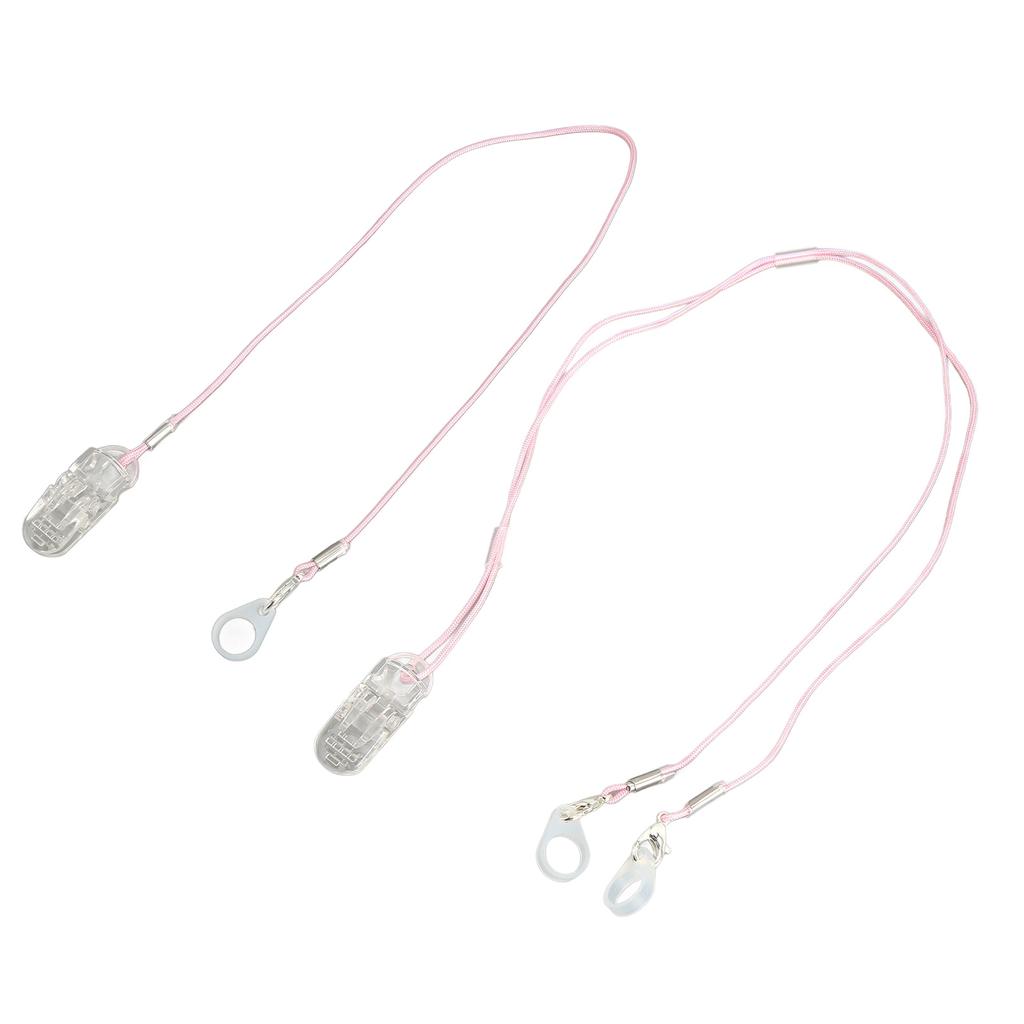 Hearing Aid Holder Transparent Clip Pink Rope Nylon Easy Fixing Hearing Aid Lanyard for Gardening Wo