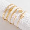 [NEW] 5pcs Set, Knotted Twist Wave Irregular Geometric Circular Stacked Bracelet, High-Quality Jewelry, Upgraded Fashion Bracelet