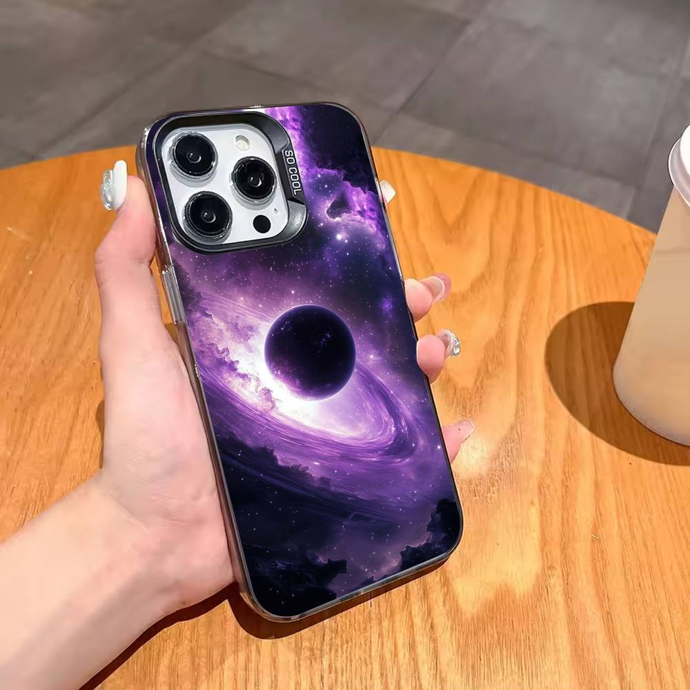 

Чехол для телефона Космос Галактика Вселенная Для iPhone17 16 15 14 13 12 Pro Max Серый Черный Матовый Лазерный Металлик Аврора Funda iPhone16
