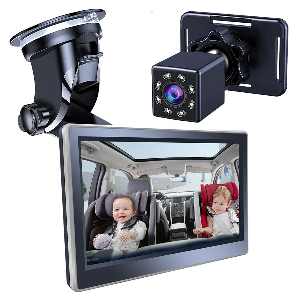 Espelho retrovisor para carro de bebê, câmera para carro de bebê, função de visão noturna HD, visor de espelho de carro, suporte de ventosa reutilizável, isqueiro