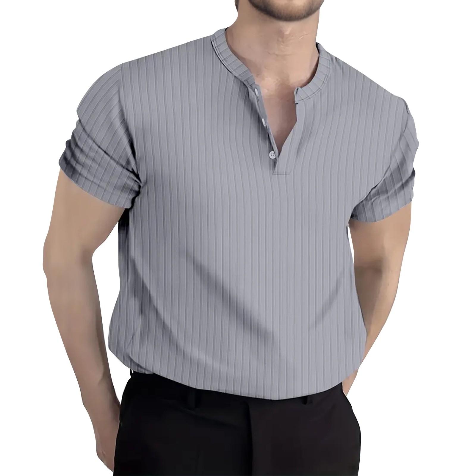 

Мужские летние однотонные топы с коротким рукавом на пуговицах, мужские повседневные свободные модные топы XXL