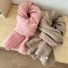 Autumn and Winter Women's Knitted Scarf Winter Warm Thickened Solid Student Fried Dough Twists Scarf