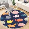 1pc Cats Pattern Office Round Area Rug, Under Office Chairs Bedroom Living Room Home Decor, Room Deco