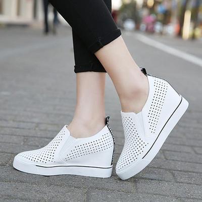 Casual Shoes Women Fashion Platform Shoes Women White Mesh Breathable Sneakers Women Black Heightening Shoes Student