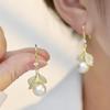 Korean Pearl & Rhinestone Leaf Earrings: Luxury Versatile Ear Hooks for Women