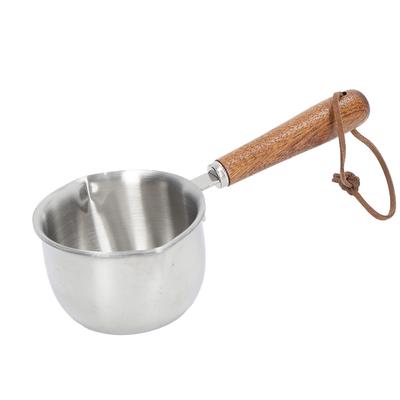 Butter Warmer Stainless Steel Wooden Handle 3 Layers Multi Purpose Butter Melting Pot for Oil Milk