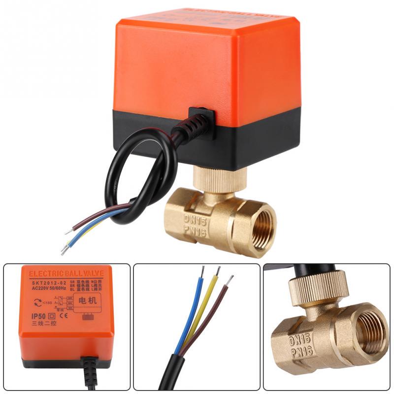 ZUQIEE Valve DN15 G1/2 3-Wire 2-Way Brass Motorized Ball Electrical Valve for Air Conditioner AC220V ZUQIEE Valve DN15 G1/2 3-Wire 2-Way Brass Motorized Ball Electrical Valve for Air Conditioner AC220V