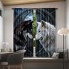 Black White Wolf Design Curtains Made Polyester Ideal Enhancing Bedrooms Workspaces Kitchens Living Ar Set Of 2 Bedroom Decor