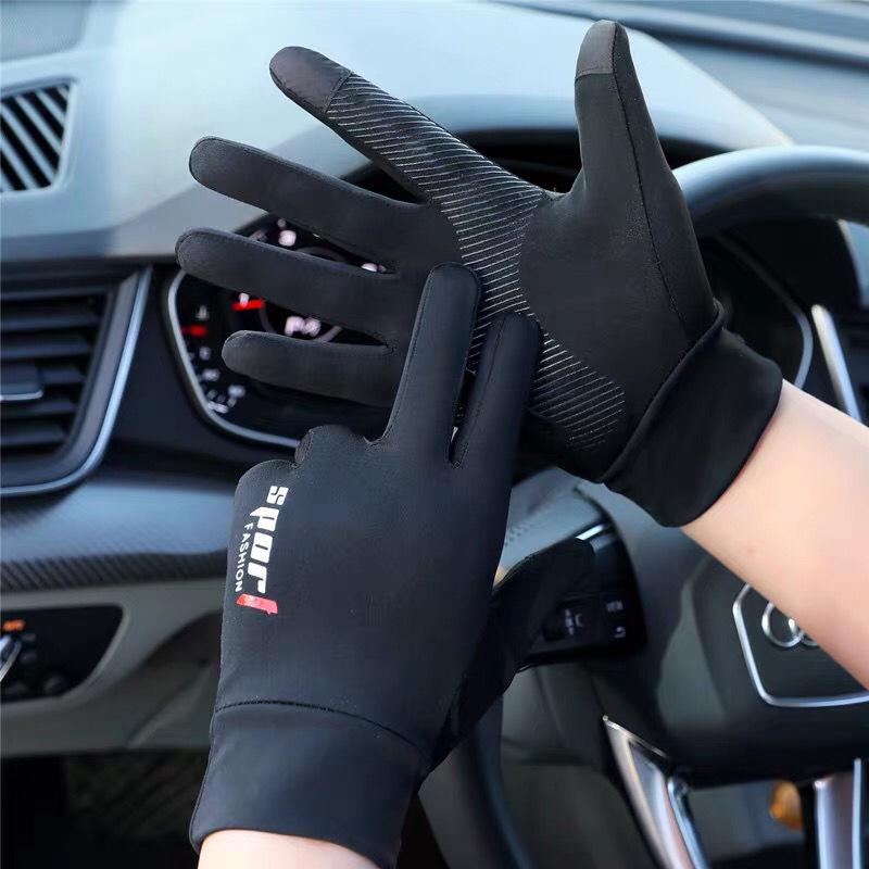 Sunscreen gloves summer ice silk driving cycling fishing non-slip breathable