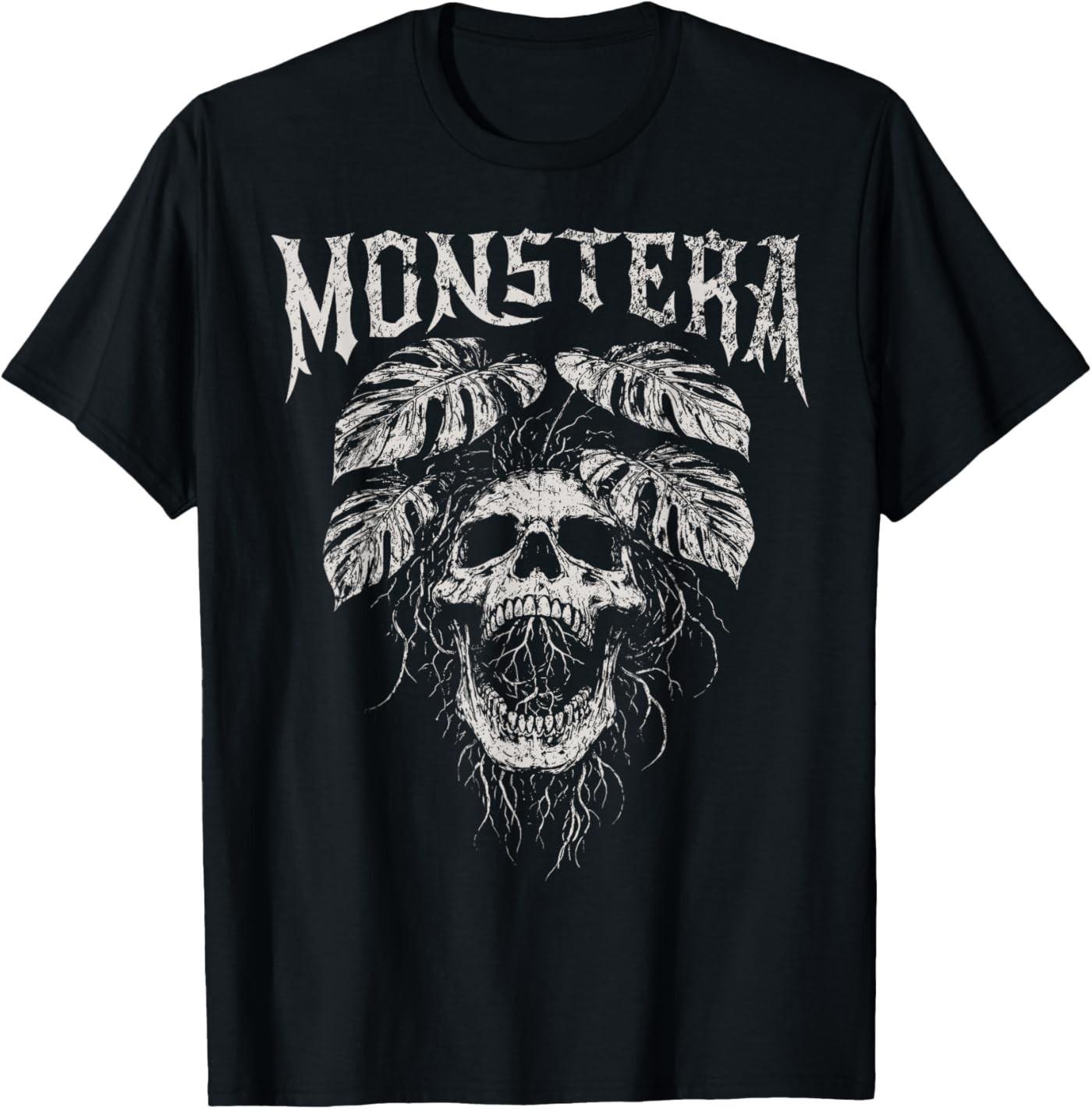 Monstera Funny Skull Plant Lover Grunge Gardener Women Men T-Shirt S разноцветный