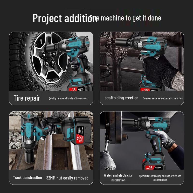 High-Torque Brushless Electric Impact Wrench with Lithium Battery for Auto Repair