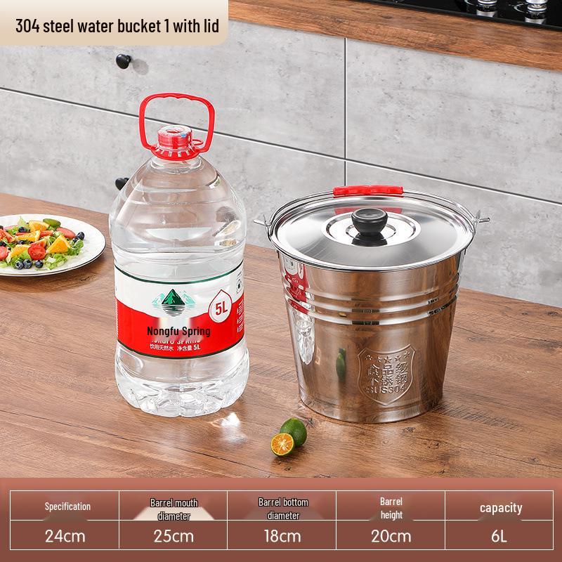 Extra Thick Stainless Steel Water Bucket with Lid for Home Storage