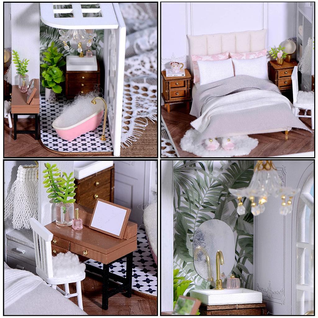CUTEROOM Creative Miniature Dollhouse Kit Scale Wooden DIY Room with Dustproof and LED Perfect for Crafting Enthusiasts and Unique Home Decor - 132