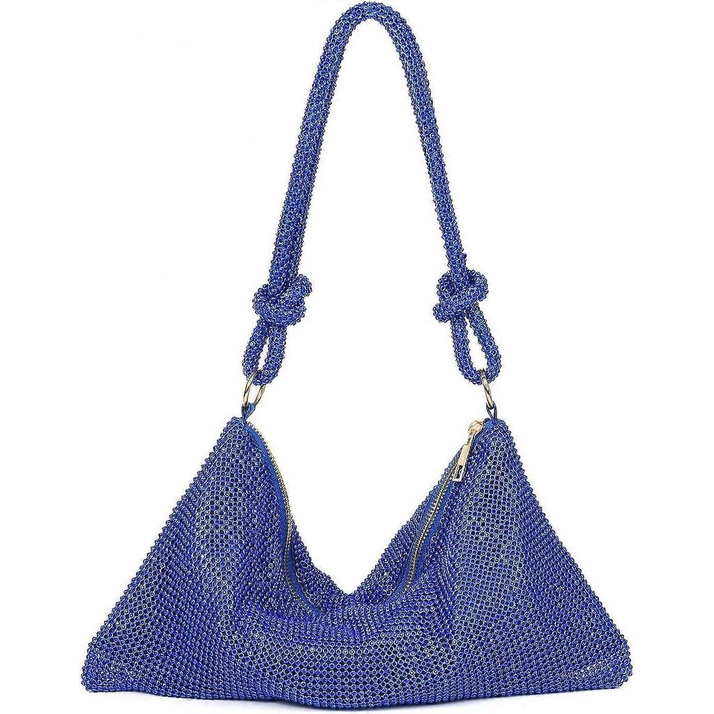 Chic Rhinestone Purses for Women Sparkly Evening Handbag Bling Hobo Bag Shiny Silver Clutch Purse for Party