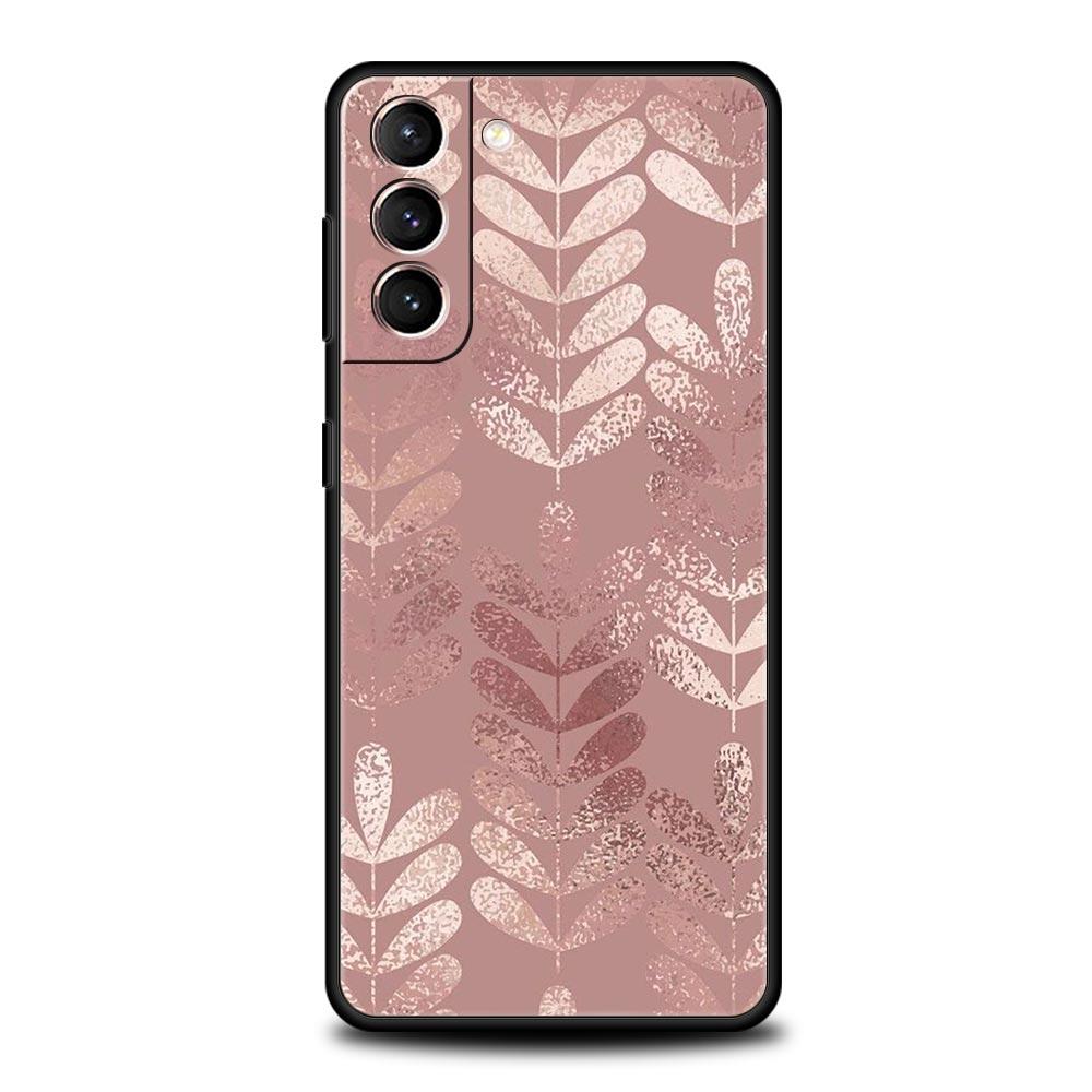 Gold Rose Love Heart Phone Case For Samsung Galaxy S26 Ultra S25 Plus S24 FE S23 S22 5G S21 S20 Cover Black Soft