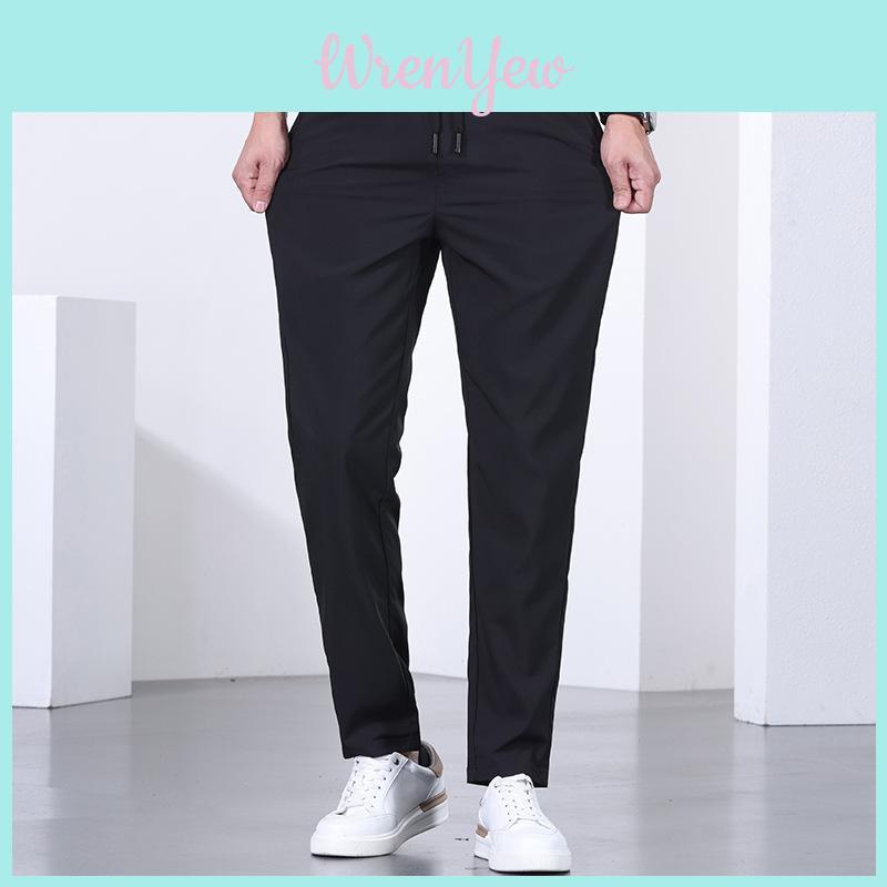 Coolfeel Mens Summer Thin Breathable Stretch Casual Pants With Drawstring Waist For Youth