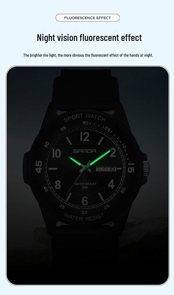 Sanda Fashion Youth Quartz Wristwatch: Casual Digital, Dual Calendar, Luminous, Waterproof, Unisex.