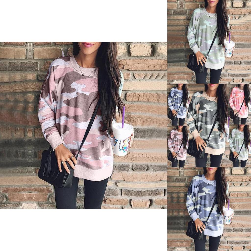 Premium Camouflage Woman Fashion Jumper Pullover Casual Tops Blouse Tee T-shirt