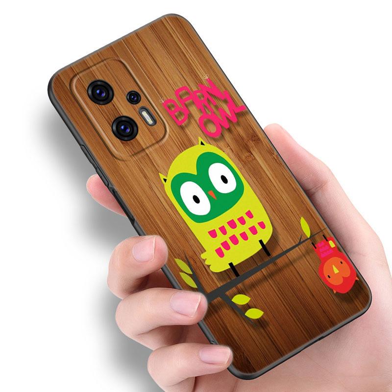 Lovely Cartoon Owl Black Silicone Phone Case For Xiaomi POCO X3 X4 NFC F3 F4 GT F5 M3 M4 M6 X5 X6 Pro 5G C55 C65 M5