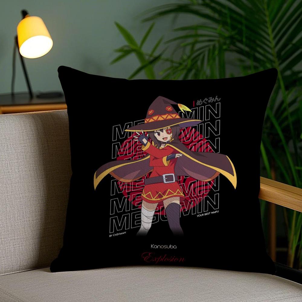 Cute M-Megumin Cushion Cover Soft Short Plush Double-Sided Printing Home Decor Machine Washable Pillow Case Gift