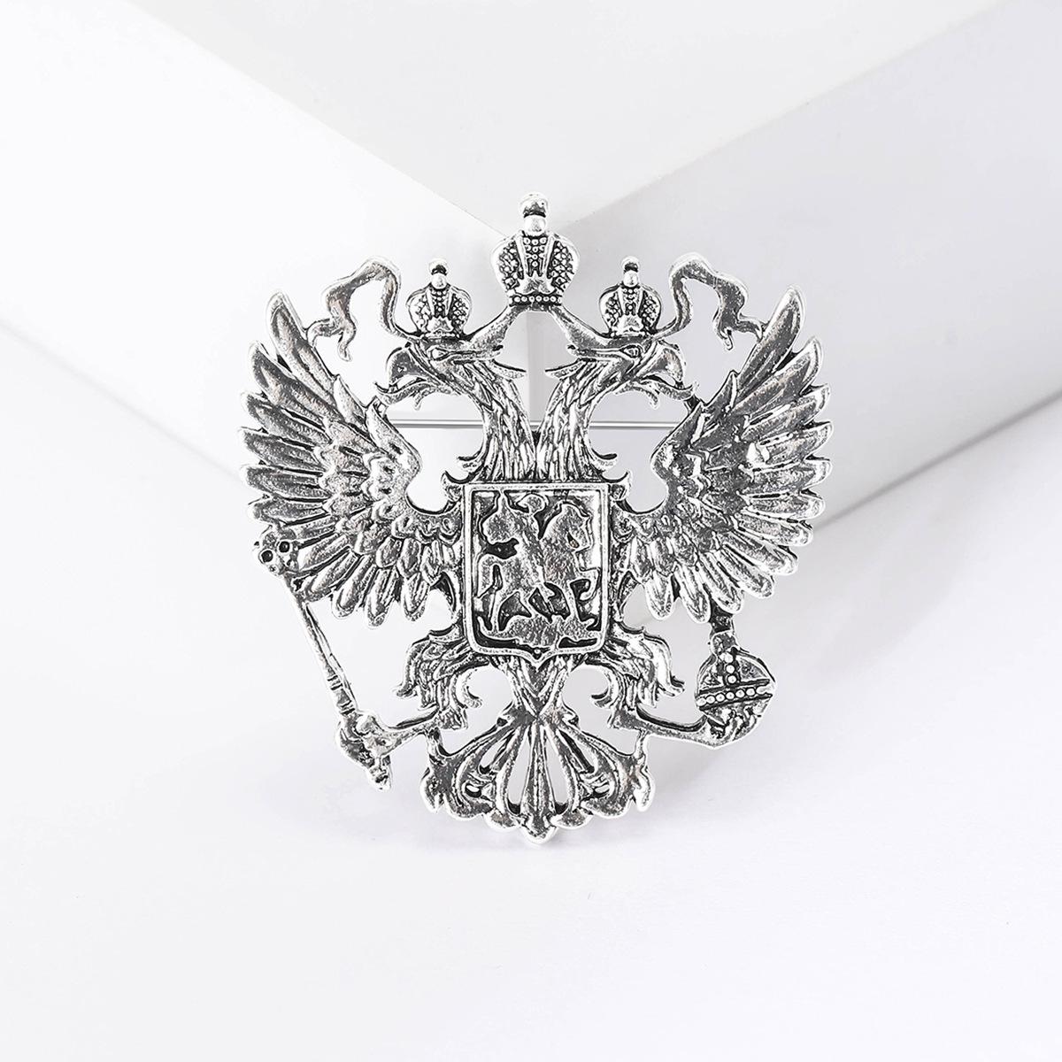 Majestic Two-Headed Eagle Brooch: Distinctive Men s Jacket Accessory серебряный
