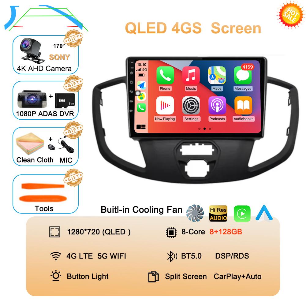 Android 14 Auto Carplay For Ford Transit 2015 - 2018 Car Radio Multimedia Video Player Navigation GPS Stereo 360 Camera WIFI+4G