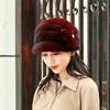Women's Winter Hat Real Mink Fur Hat Hot Winter Hat Women's Fashion Warm Beret Women's Solid Color Adult Hood