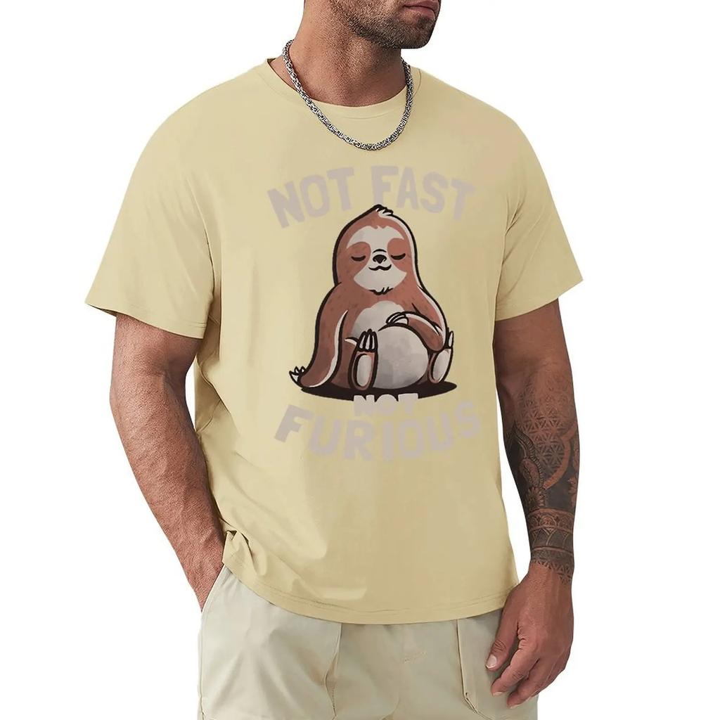 Not Fast Not Furious Kawaii Sloth Print Haine Bărbați Street Tricouri supradimensionate Bumbac respirabil Streetwear Creativitate Tricou