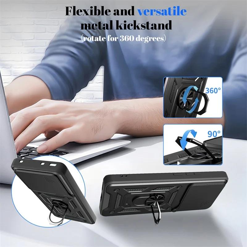 Przesuwane Etui Pancerne na Aparat Dla Realme 15 Pro 5G Magnetyczny Uchwyt Samochodowy Pierścień Ochronny Funda Dla Realme 15T Realme15 Pro 15Pro Tylna Pokrywa