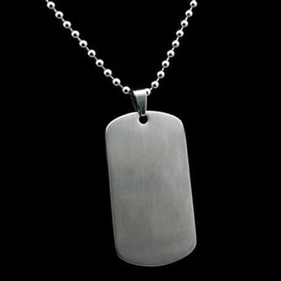 Men's Women's Punk Fashion 316L Stainless Steel Polished Rectangular Dog Tag Necklace