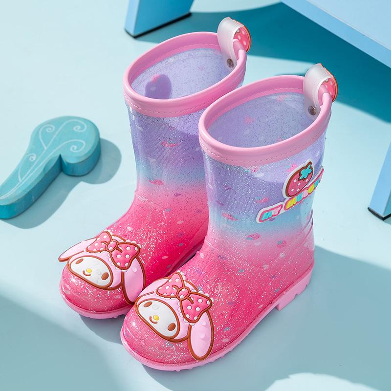 Children's Rain Boots Girls' Rain Boots Kindergarten Cartoon Little Princess Kuromi Cinnamoroll Girls' Rubber Boots