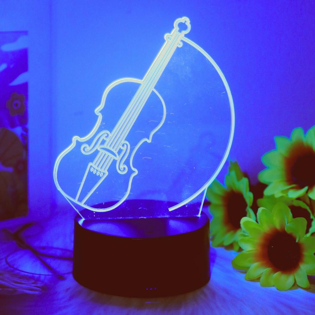 3D violin night light seven color touch night light suitable for bedroom and study  recording studio decoration and perfect gift
