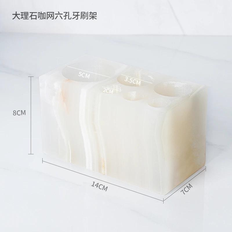 1pc Marble Toothbrush Holder Ornament Six Hole Toothbrush Holder Household Toothbrush Storage Rack Bathroom Accessories
