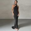 2024 Summer European & American Style Women's Backless Pleated Slim Dress