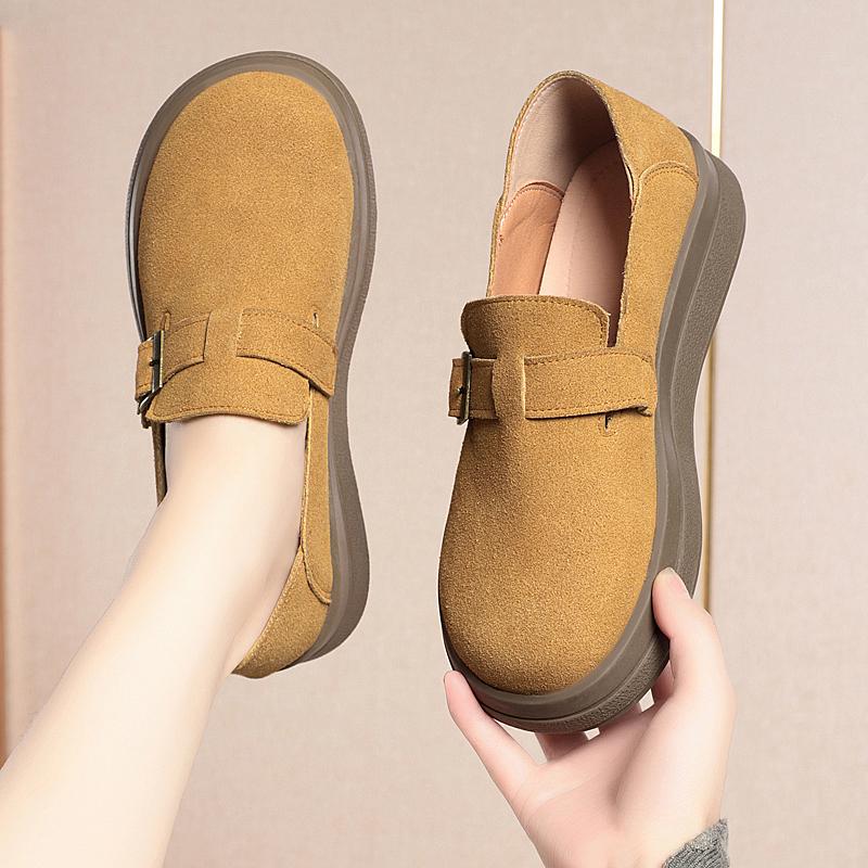 Fashion AIYUQI Women's Loafers 2025 Spring New Flat Slip-on Ladies Shoes Platform Suede Genuine Leather Women's Shoes