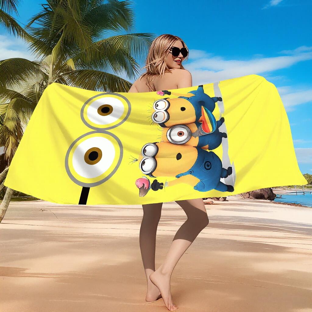 1pc Minions Microfiber Beach Towel, Quick Dry Absorbent, Ideal for Pool Beach Surfing Camping Yoga Travel Vacation Bath Use