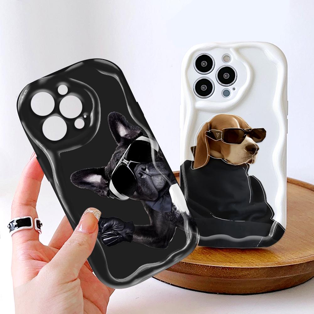 Cartoon Pattern Cream Texture Casing Wavy Edge Soft Silicone Cover Phone Case for IPhone Samsung Huawei Honor Xiaomi Redmi OPPO Realme Vivo Infinix