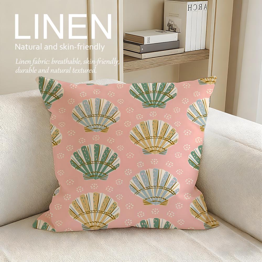 Art Fan Pattern Cushion Cover Linen Decorative Pillowcase Set Pcs X X X Breathable Washable Sofa Cushion Cover