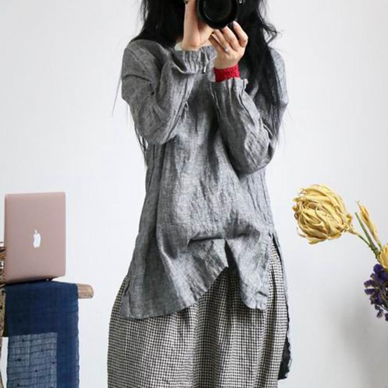 Johnature Women T-Shirts O-Neck Long Sleeve Solid Color Loose 2025 Autumn Vintage High Quality Simple T-shirt