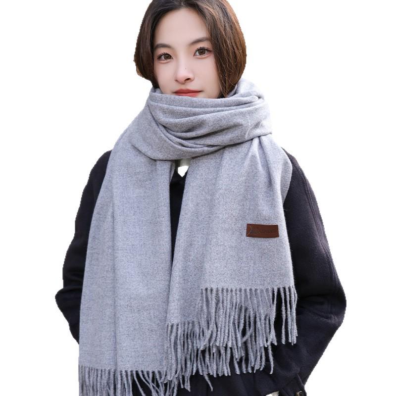 Women's Thick Cashmere Scarf - Versatile Japanese & Korean Style Shawl for Autumn & Winter