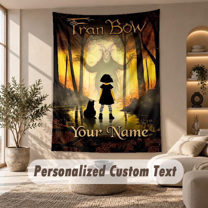 Tapestry Custom Name Text, Wall Hanging Tapestry Home Room DecorFran Bow