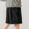 INCERUN Men Drawstring Elastic Waist Pockets Casual Cargo Shorts Half Pants